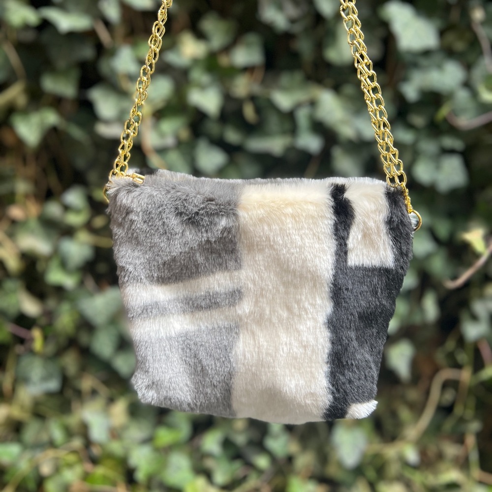 BERTHOLLET NYC faux fur crossbody bag. Hand made in NYC
